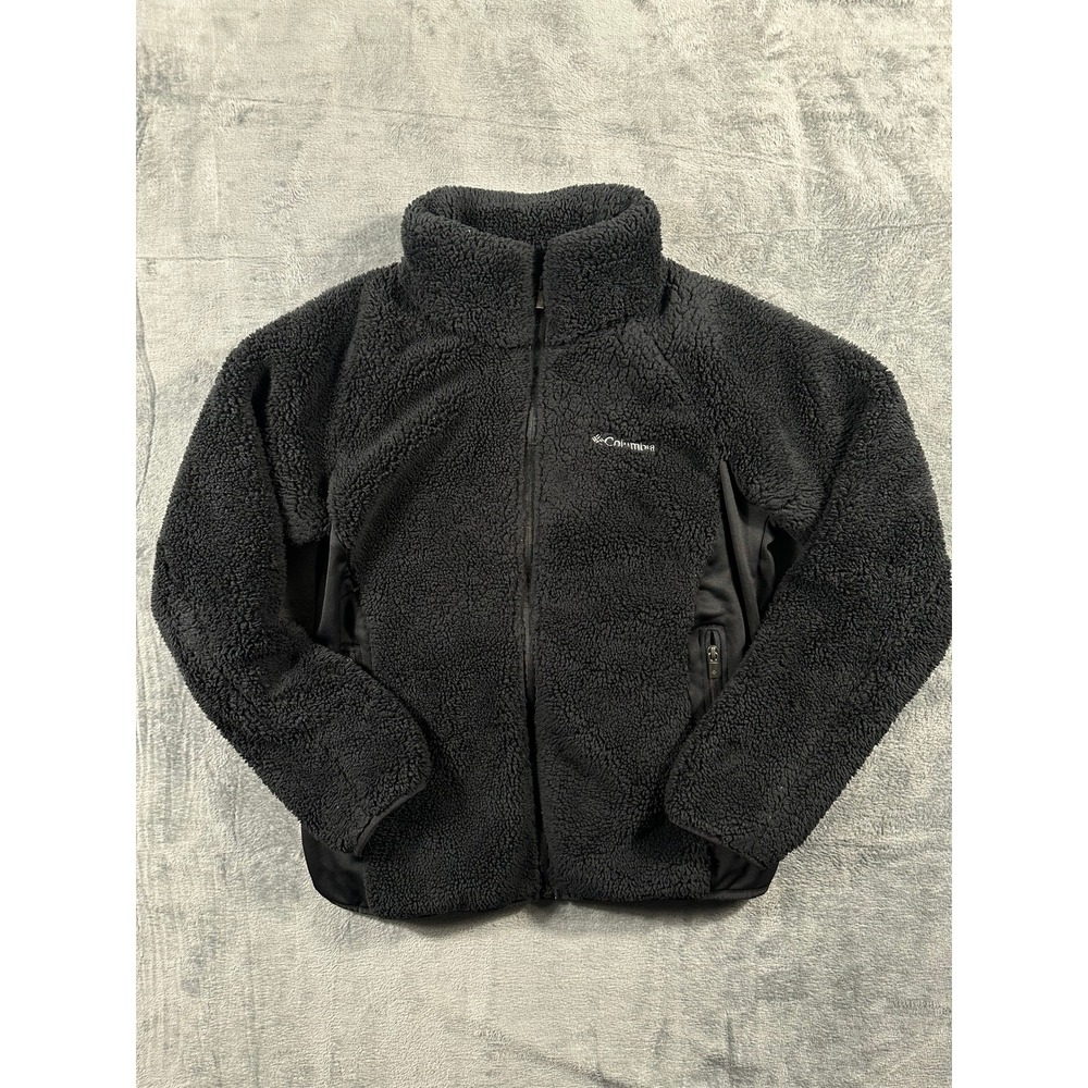 Columbia Womens Black Sherpa Fleece Full Zip Jacket Mock Neck Large